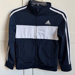Adidas Dark Blue and White Zip-Up Jacket size 8
